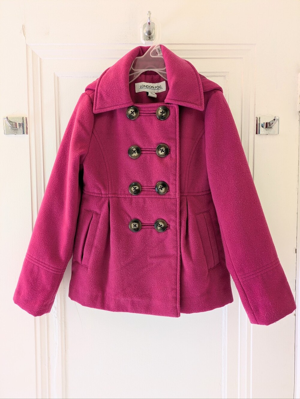 London Fog Magenta Pea Coat